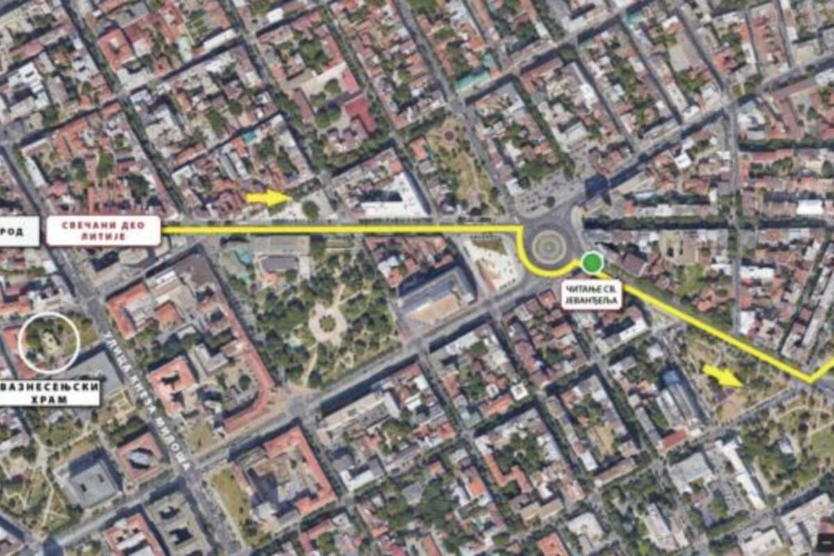 Mapa puta kojim će proći Spasovdanska litija