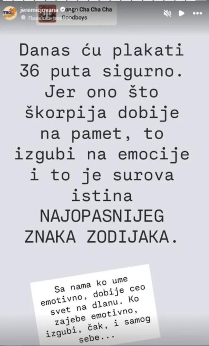 Objava Jovane Jeremić povodom Leinog rođendana