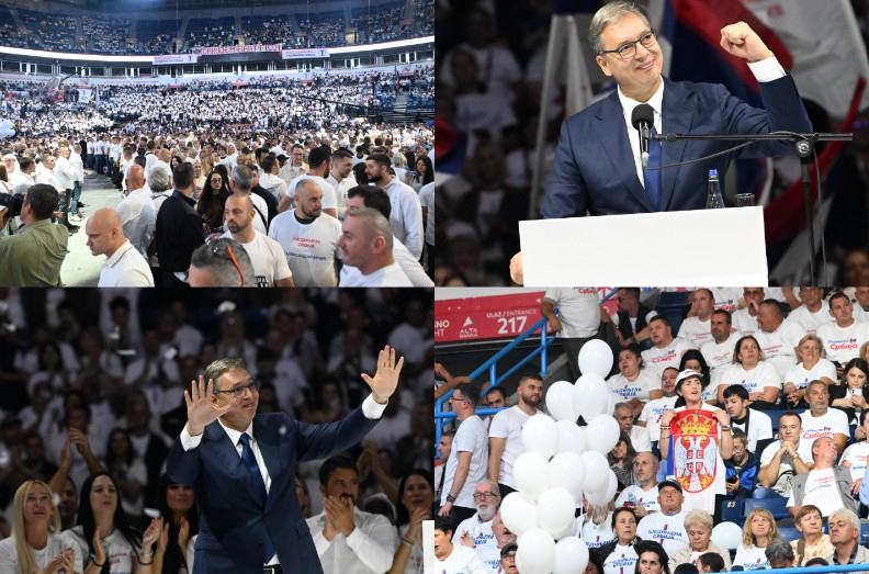 Vučić na velikom skupu u Areni: "Neću dozvoliti da škole i fakulteti budu odbori političkih stranaka"