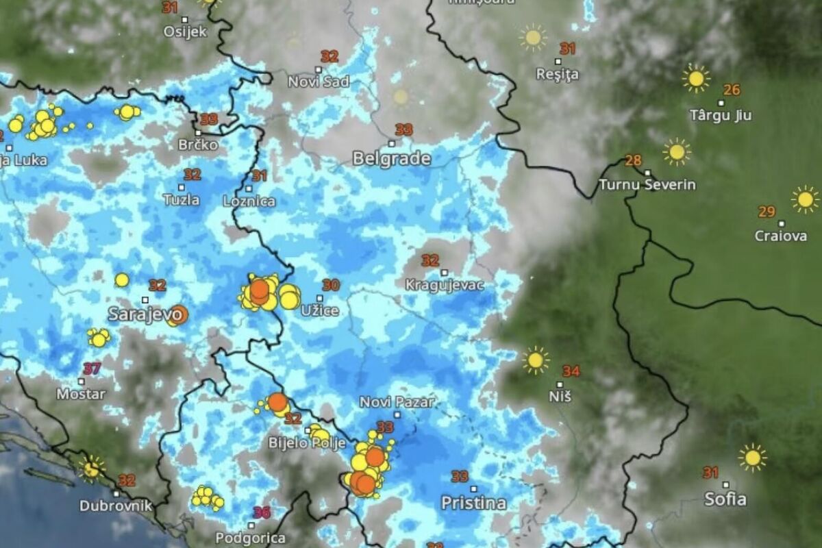 Radarski snimci današnje kiše