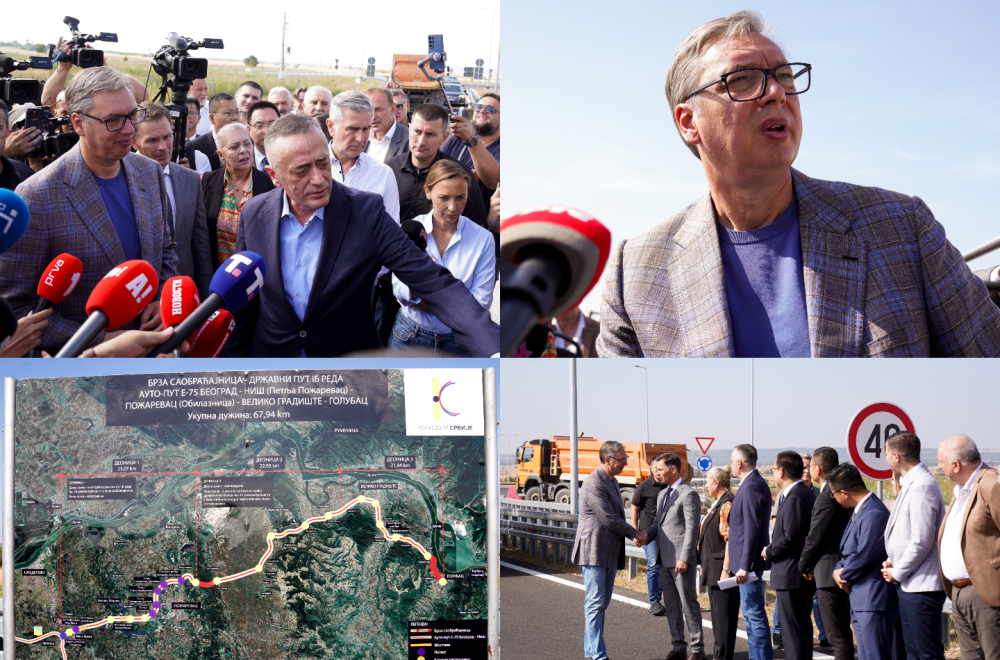Vučić obišao novu deonice Dunavskog koridora: "Prvi smo u Evropi"; "Biće izgrađeno ukupno 1.285 km puteva"