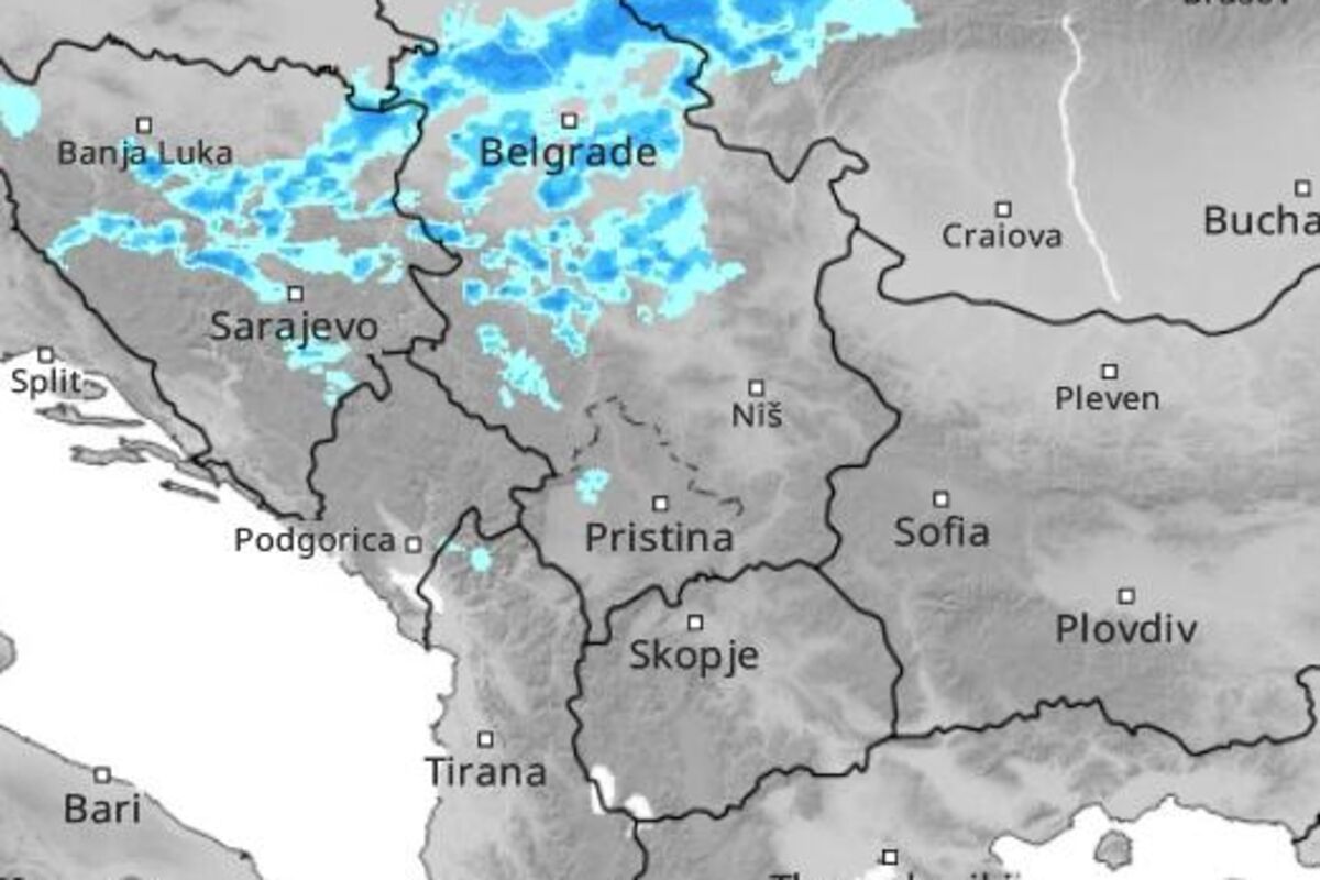 Radarski snimci kiše, oko ponoći stiže u Beograd